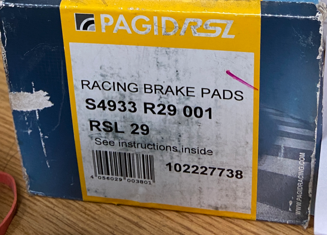Pagid S4933 R29 001  BMW M2, M3, M4, M135i, M235i RSL29 Rear Racing Brake Pads