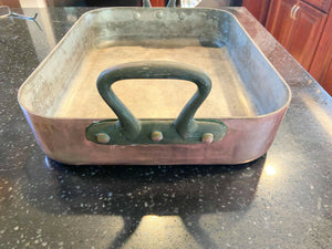 Vintage Mauviel Hammered Copper Tin Lined Roasting Pan 16" x 12" Williams Sonoma