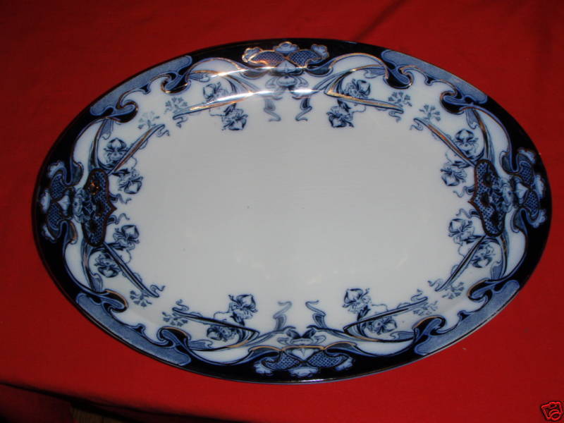 Royal Staffordshire Blue IRIS  Oval Serving Platter 17
